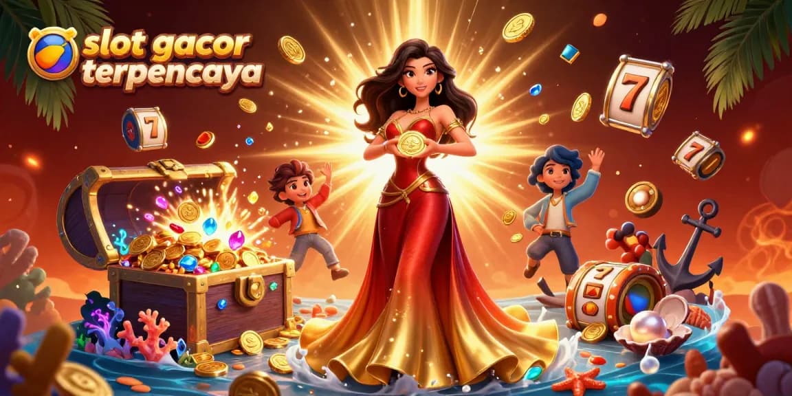 Experience thrilling wins with slot gacor terpercaya in this vibrant casino illustration.