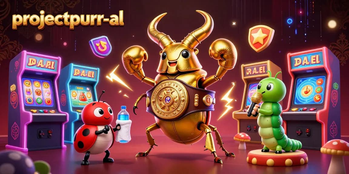 Catch the excitement at projectpurr-al featuring giant stag beetle and ladybug in a fun casino environment.