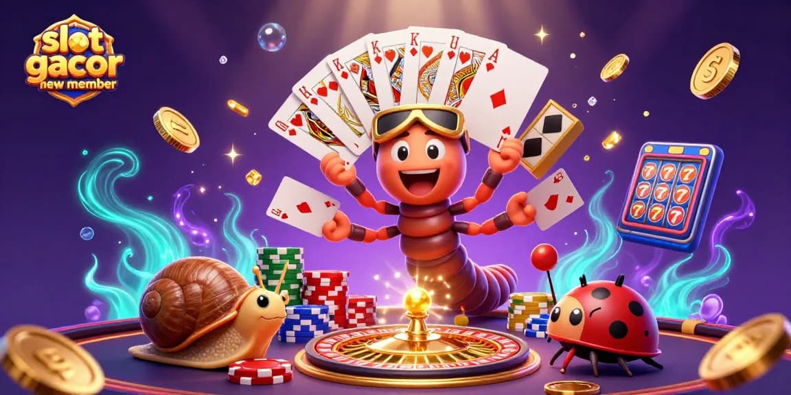 Experience the excitement of slot gacor new member with a vibrant casino scene featuring fun characters and game elements.