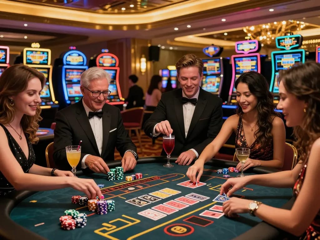 Exciting casino hong kong scene with friends at gaming table and vibrant nightlife.