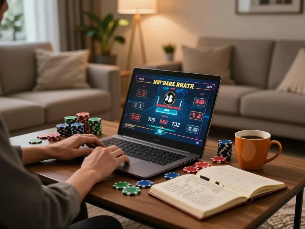 Engaging from home, experience หนังใหม่ชนโรง at online poker table with colorful chips.