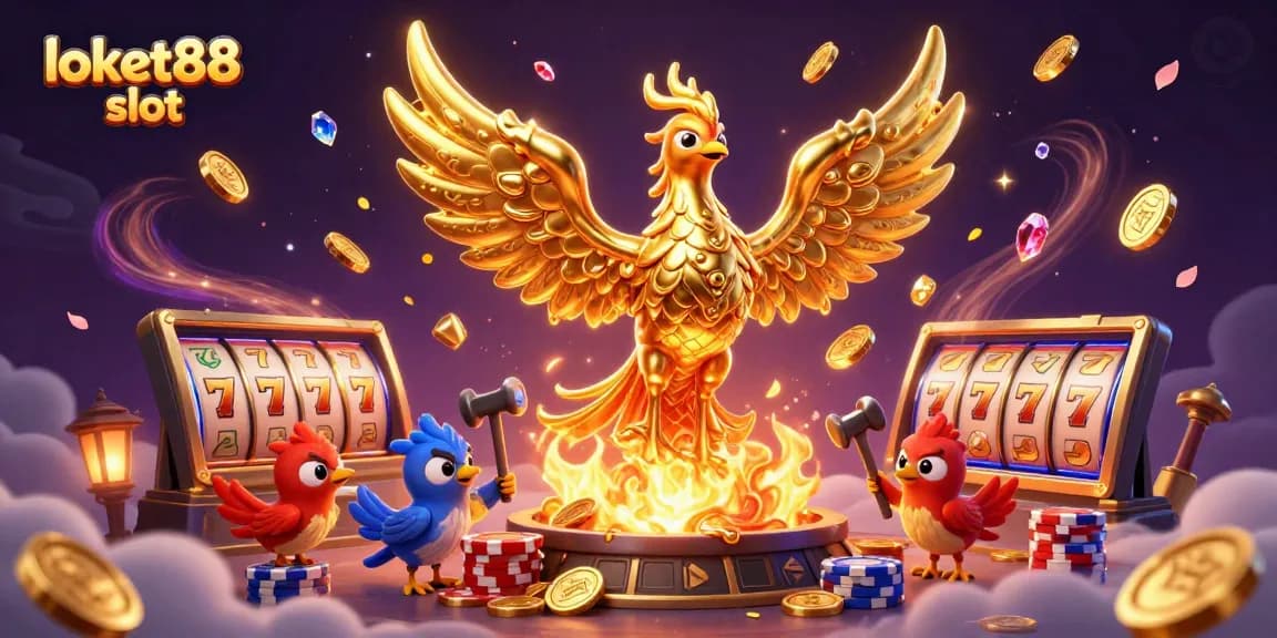 Experience the excitement of loket88 slot with golden phoenix and rich casino elements.