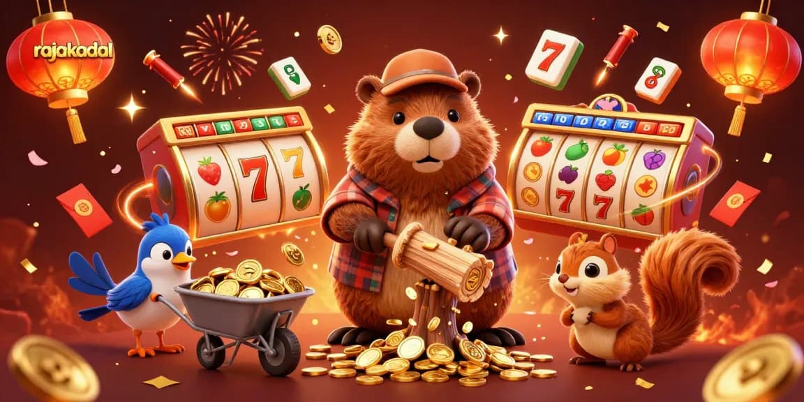 Menangkan jackpot di rajakadal dengan karakter kartun 3D dan simbol keberuntungan yang bersinar.