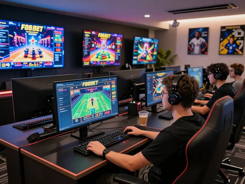 Engaging gameplay at F88BET shown on multiple screens during a focused home gaming session.