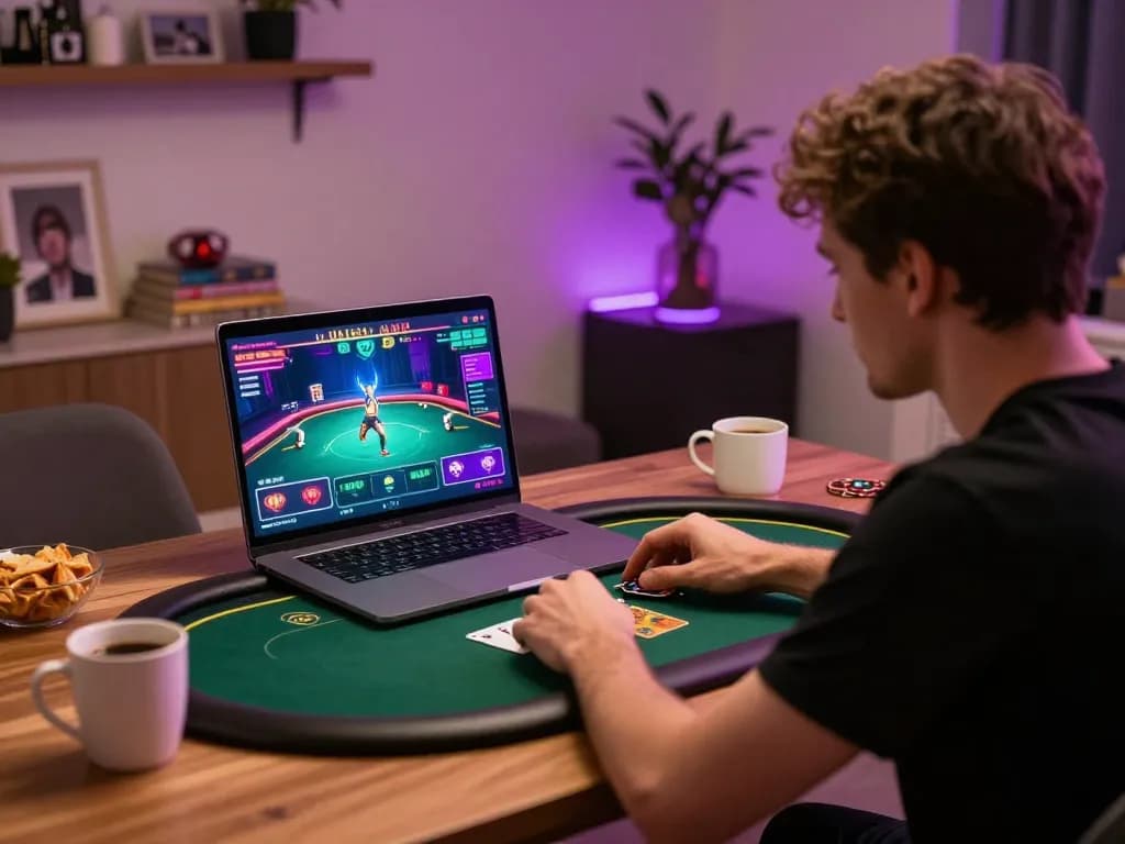 Pemain menikmati permainan poker online Ulat123 dengan antarmuka menarik dan pengaturan permainan yang nyaman