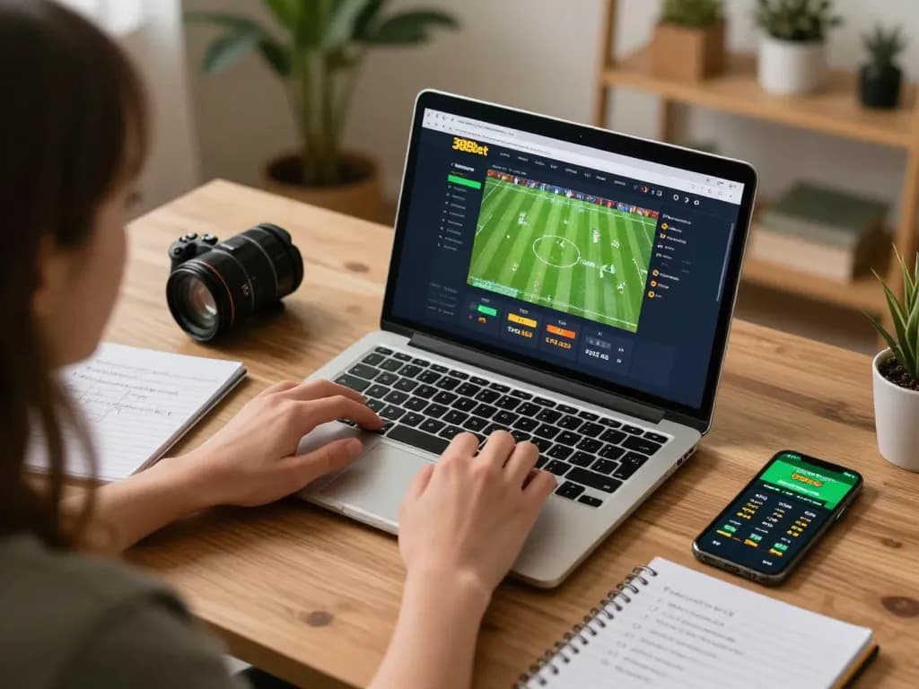 Placing bets on the vibrant 388bet sports betting platform during an exciting online session.