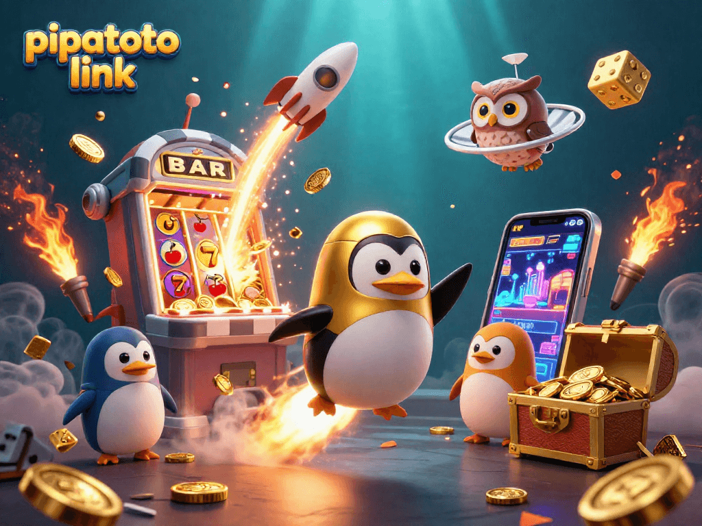 Engage with the pipatoto link and discover exciting casino adventures in the vibrant 3D illustration of a golden penguin.