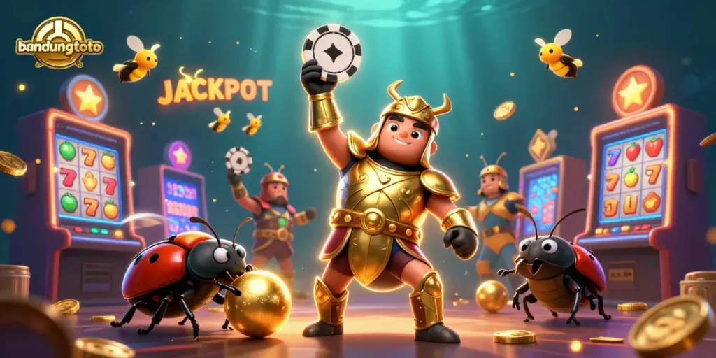 Experience the excitement of bandungtoto with a vibrant 3D casino illustration showcasing potential jackpots.