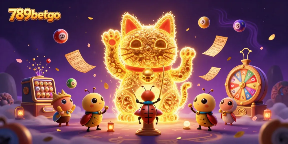 Engage with 789betgo's thrilling casino atmosphere featuring a lucky cat, conductor beetle, and dynamic gambling elements.