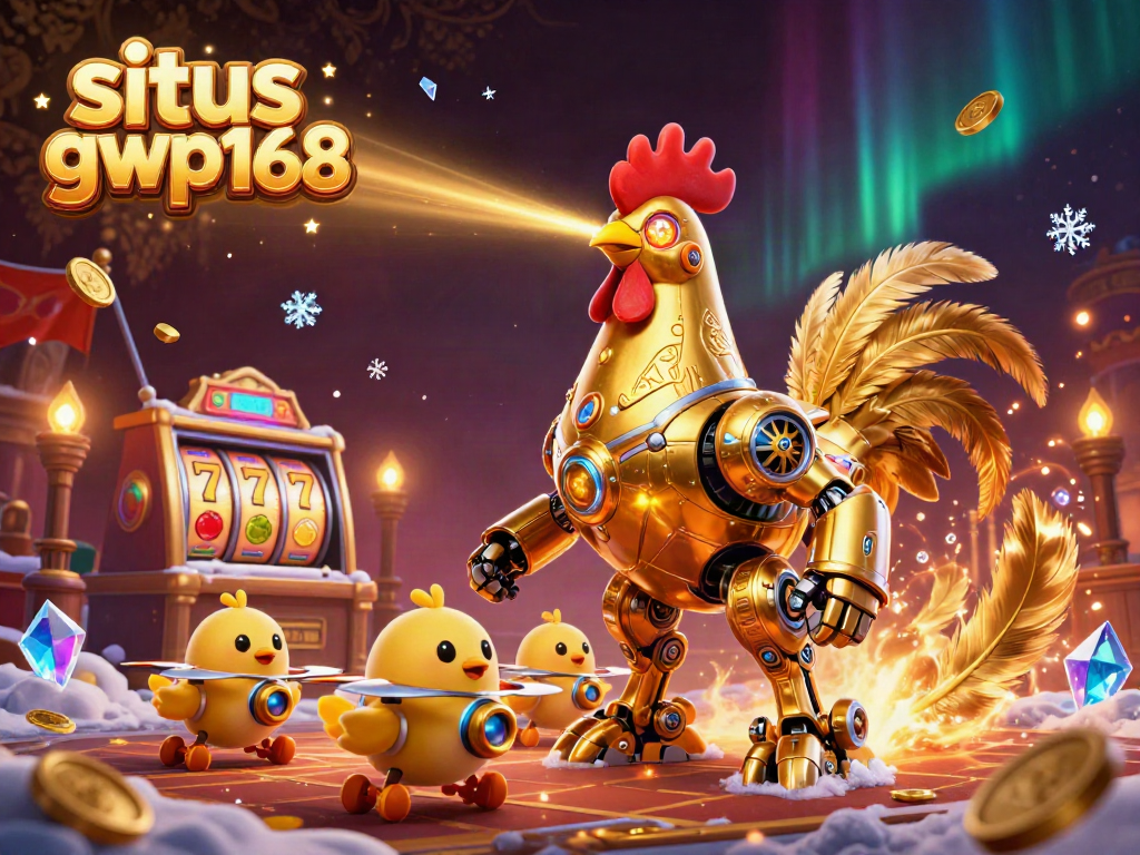 Permainan hari ini di situs gwp168, dengan robot ayam emas dan koin emas bertebaran.