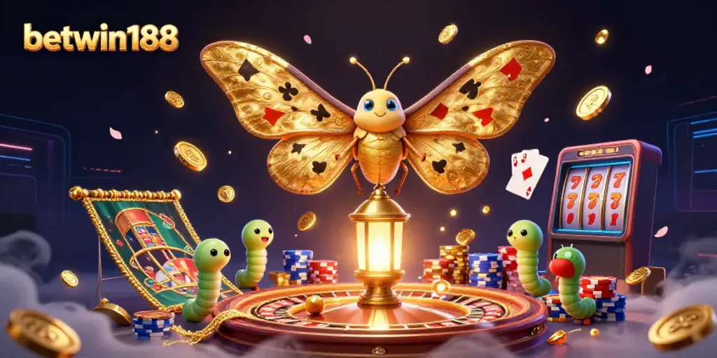 Tampilkan betwin188 dengan ilustrasi kasino 3D menarik dan karakter menarik