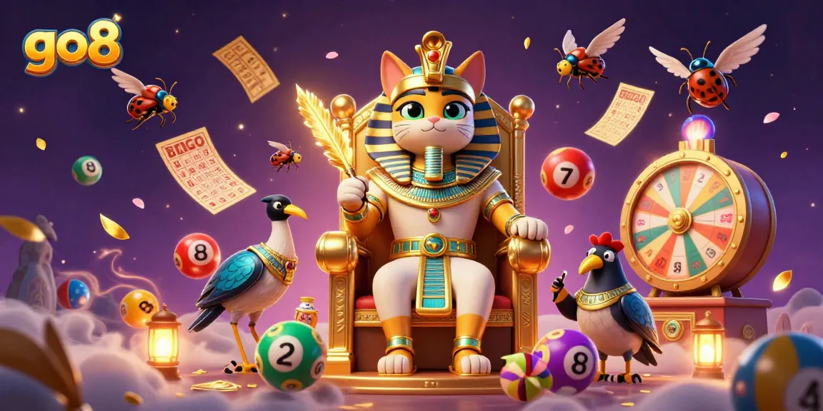 Experience excitement with go8's lottery and bingo games featuring vibrant prizes and engaging characters.