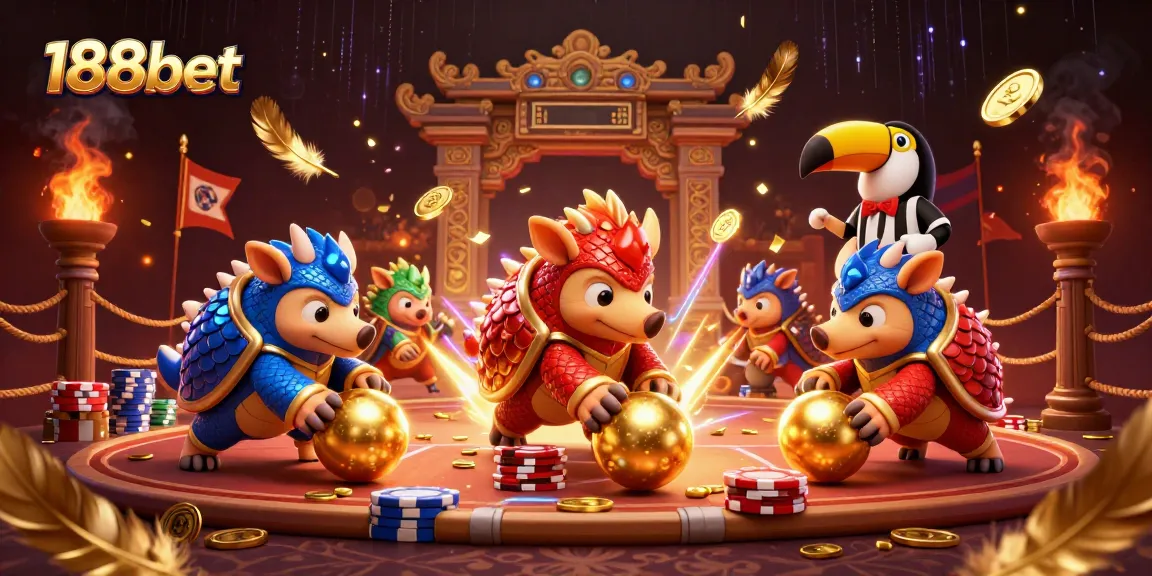 Experience thrilling gameplay at 188bet with the exciting rivalry of pangolins in a vibrant casino scene.