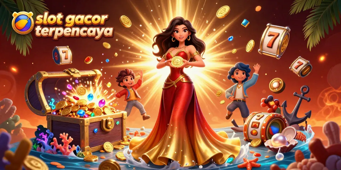 Experience thrilling wins with slot gacor terpercaya in this vibrant casino illustration.