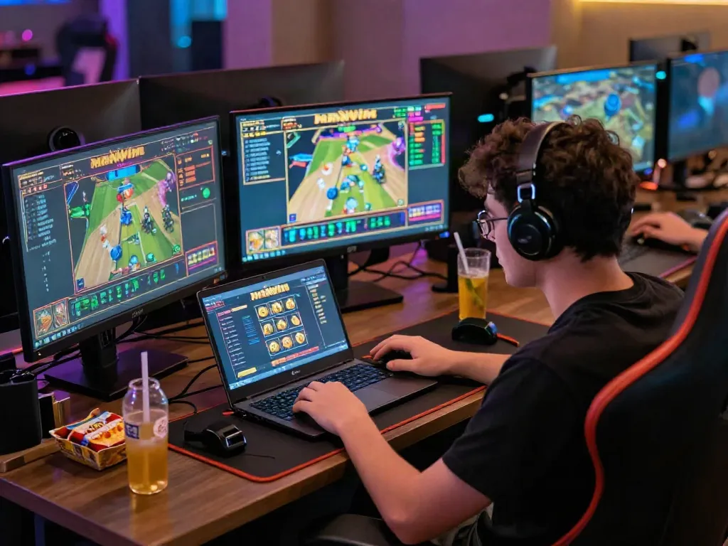 Player immersed in slot maxwin game experience with vibrant setup