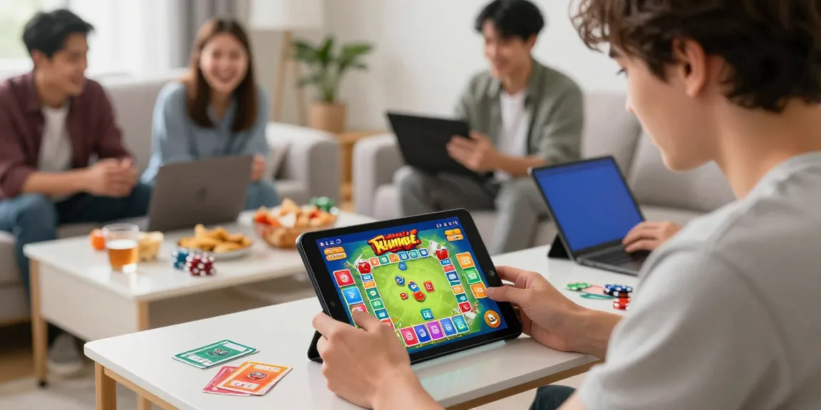 Engaging young adult playing Rumble Rummy on smartphone in a cozy setting