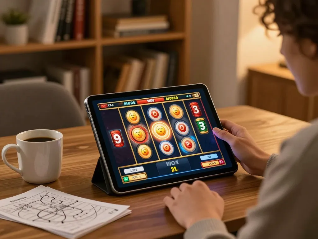 NAGA2000 player enjoying engaging slot game on tablet in cozy home atmosphere.