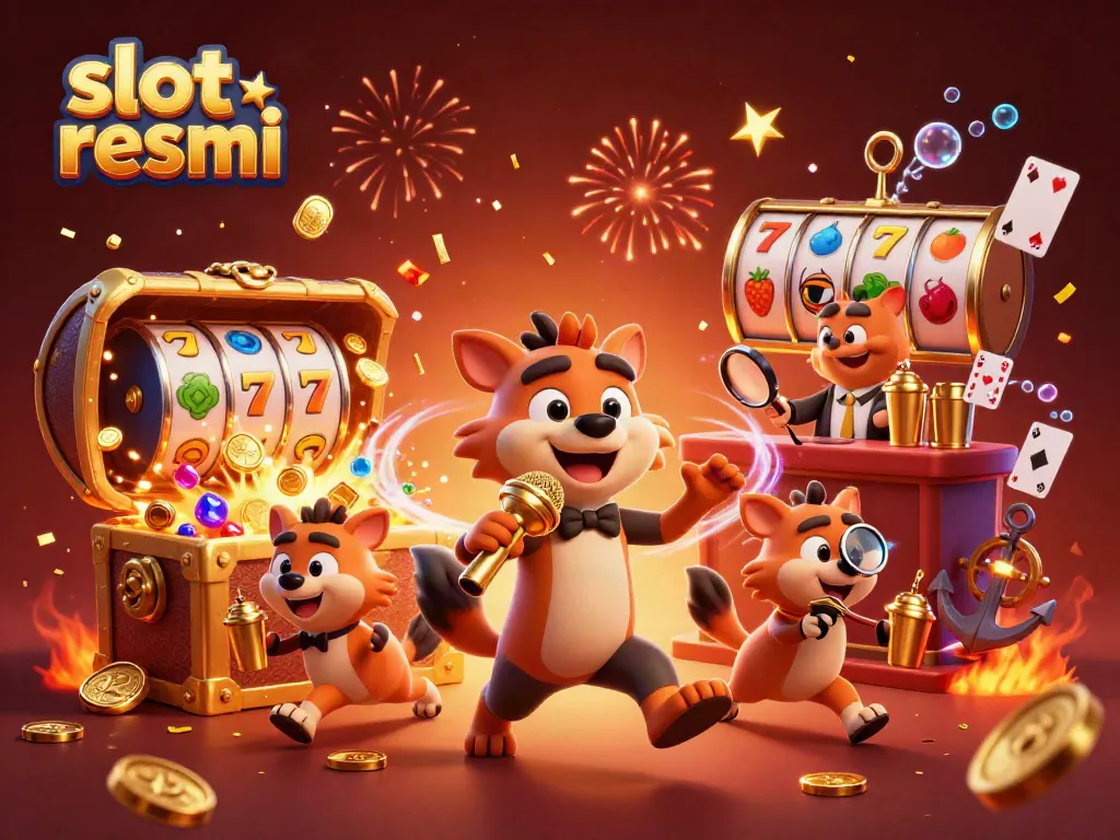 Try your luck with slot resmi in this vibrant 3D hyena casino scene filled with fun and excitement.