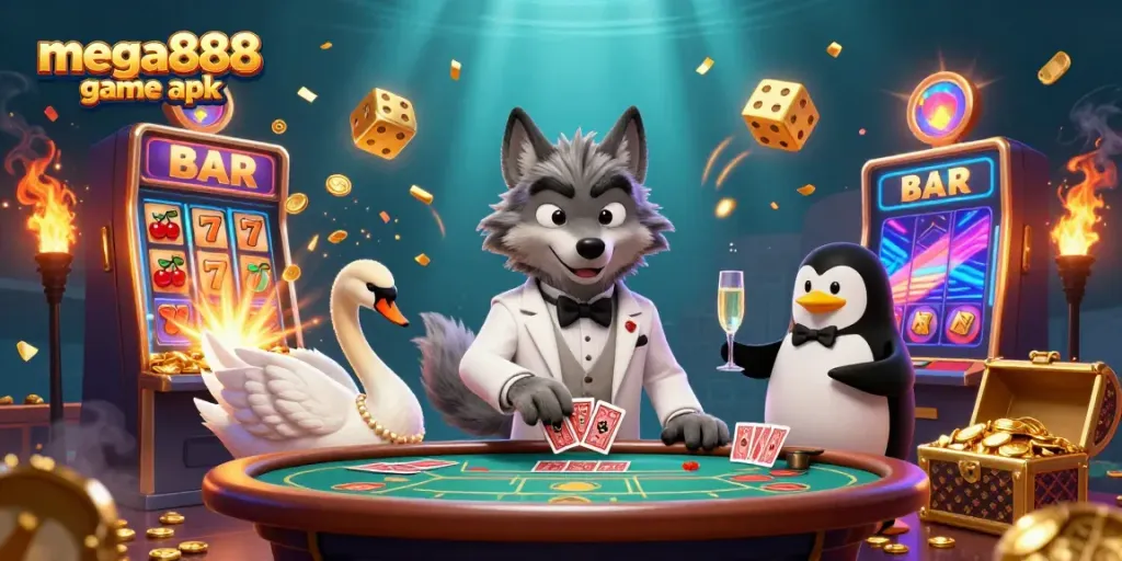 Engage with exciting mega888 game apk as the debonair wolf, elegant swan and sophisticated penguin present casino thrills.
