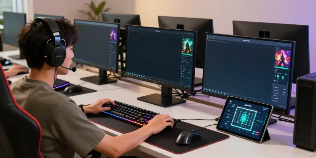 Player engaging with SINGATOTO login interface in a vibrant gaming setup highlighting stability and user experience.