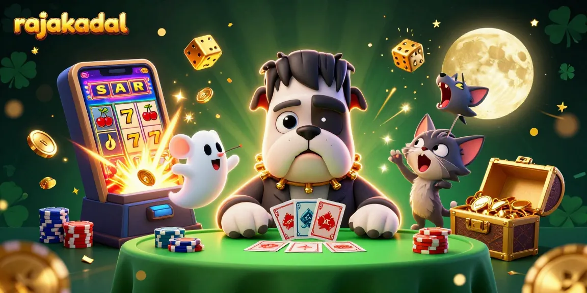 Permainan gambar rajakadal surga slot 3D yang dipenuhi koin, dadu, dan karakter lucu.