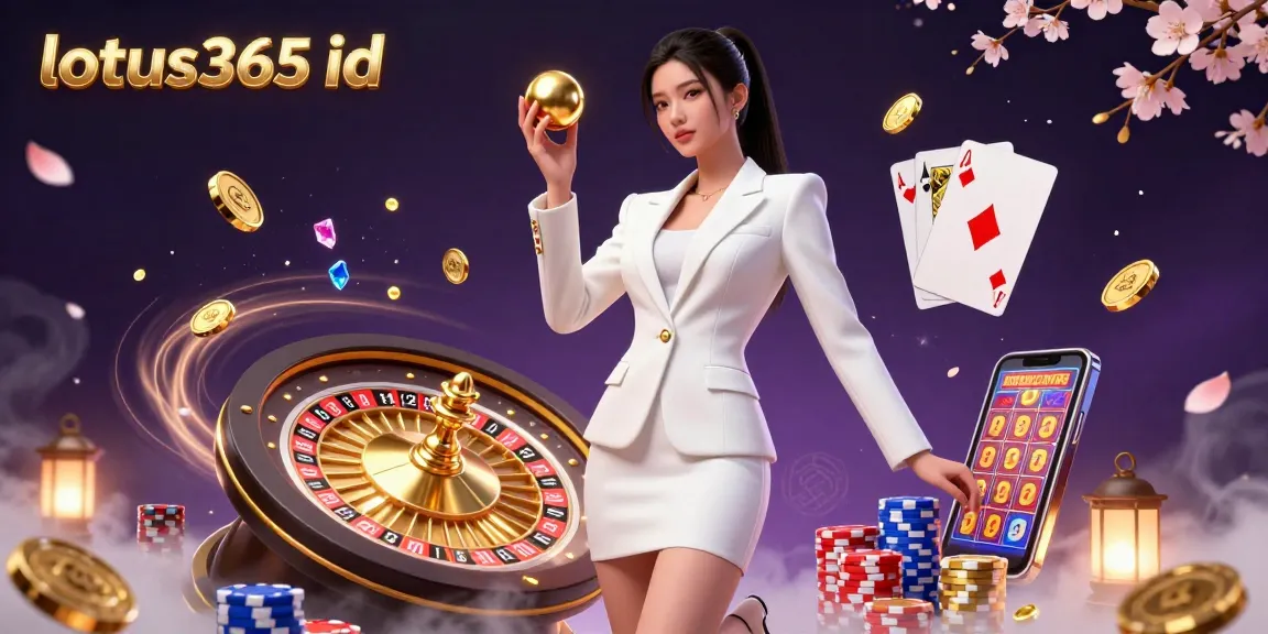 Win with the lotus365 id in this engaging illustration of a confident woman at a luxury casino.