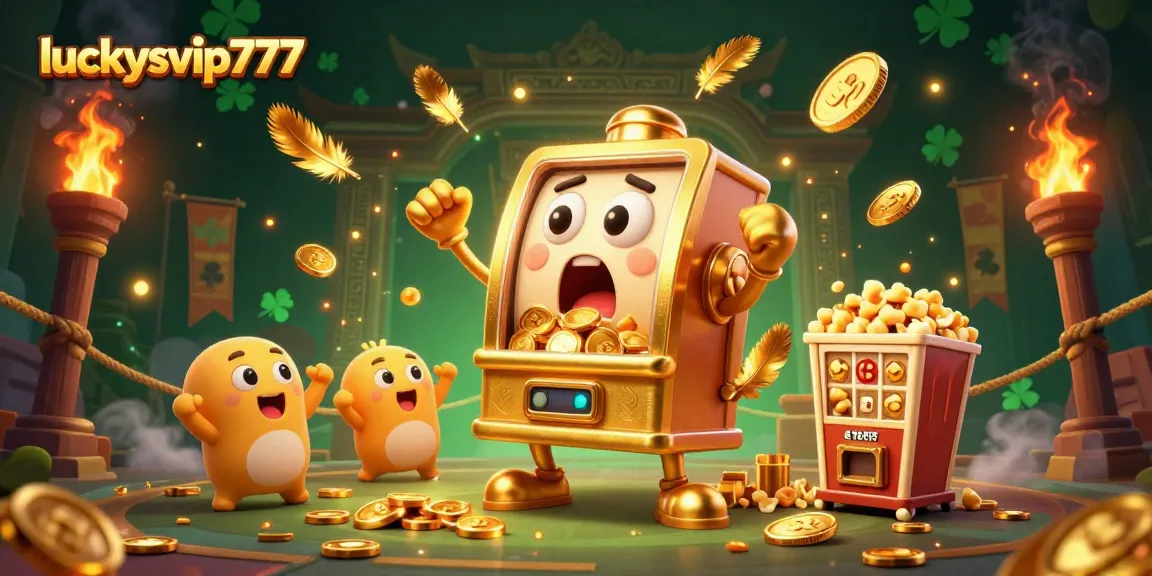 Unlock wins with luckysvip777 as golden slot machines celebrate jackpots with coins flying