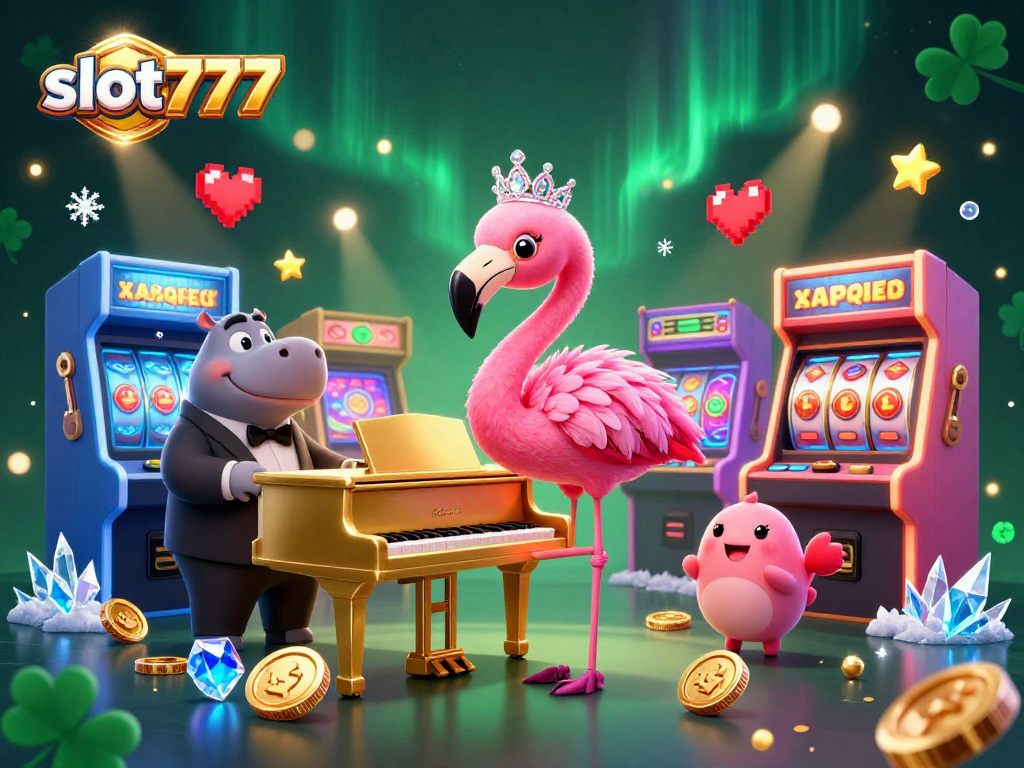 Spin the reels at slot777 in a vibrant 3D casino scene full of colorful game elements.