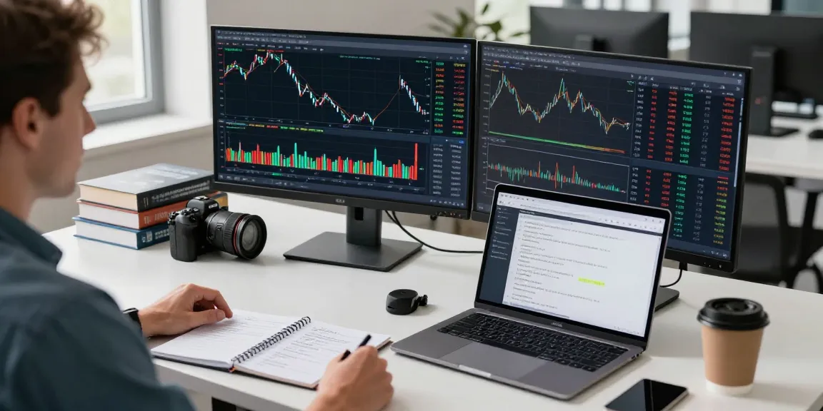 Ruang kerja trader dengan analisis kakakjudi prop firm menggunakan data pasar.