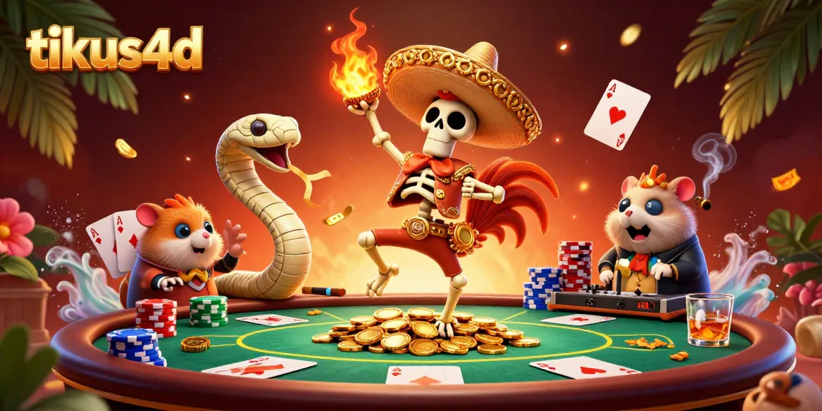 Experience winning moments at tikus4d with lively characters dancing on coins while playing poker.