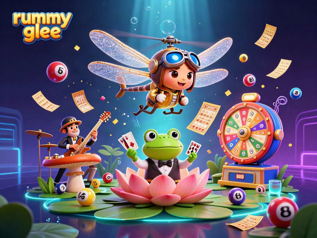 Rummy Glee menghadirkan suasana kasino meriah dengan karakter unik yang bermain dan menghadapi peluang besar.
