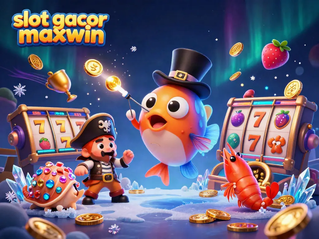 Slot gacor maxwin menarik perhatian dengan karakter ikan pemancing dan elemen slot dinamis.