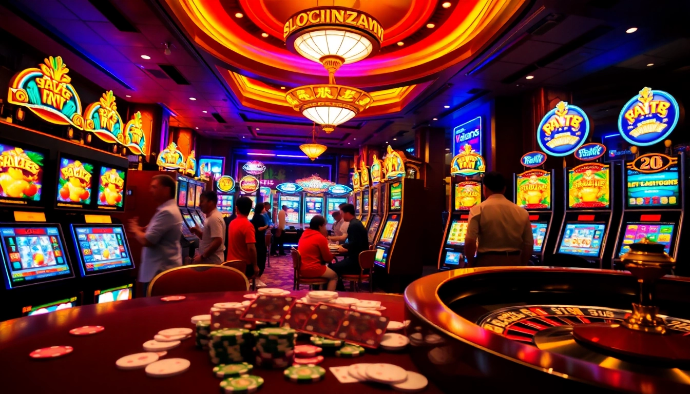 Engaged players enjoying the excitement of slot gacor hari ini in a vibrant casino environment.