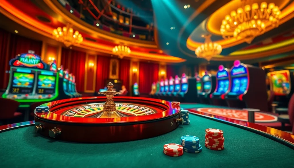 Nekatwin.com offers excitement with vibrant slot machines and roulette in a luxurious casino setting.