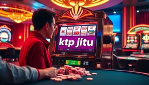 Experience the thrill of ktp jitu with an exciting slot machine in a vibrant casino scene.