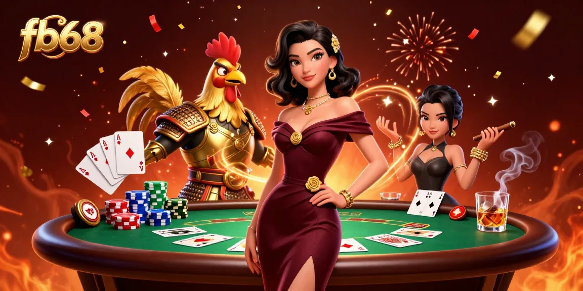 Experience vibrant fb68 casino excitement with glamorous characters amid dynamic gaming elements.