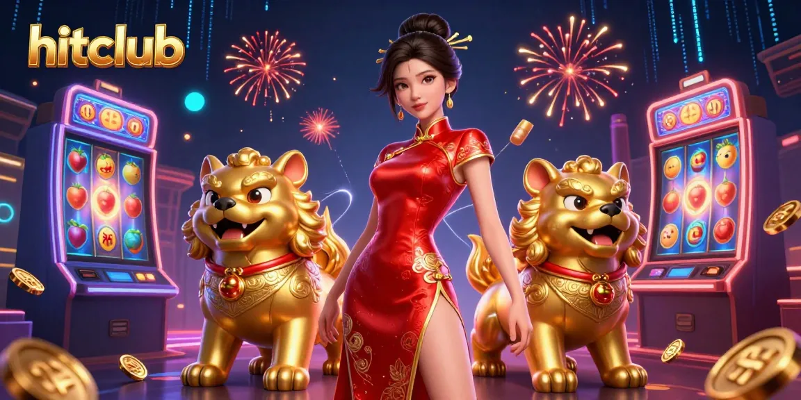 Experience the excitement at hitclub with a glamorous scene of slot machines and vibrant visuals.