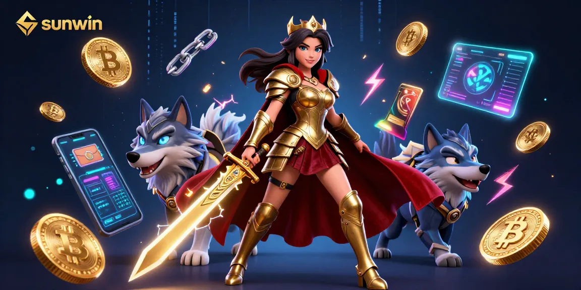 Spin to win with sunwin in an immersive 3D casino adventure featuring action-packed characters and dynamic coins.
