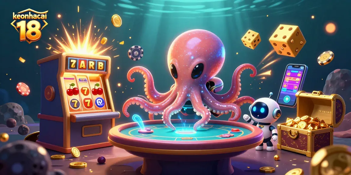 Engage in thrilling gameplay at keonhacai 18 with an alien octopus and dynamic casino elements.