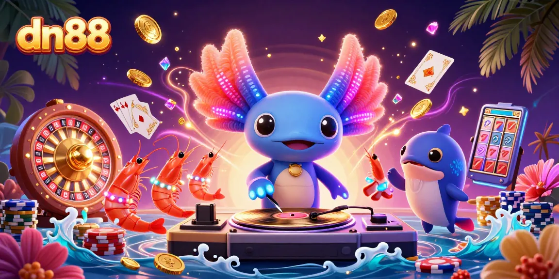 Spin the reels at dn88 with vibrant characters and stunning casino elements lighting up the scene.