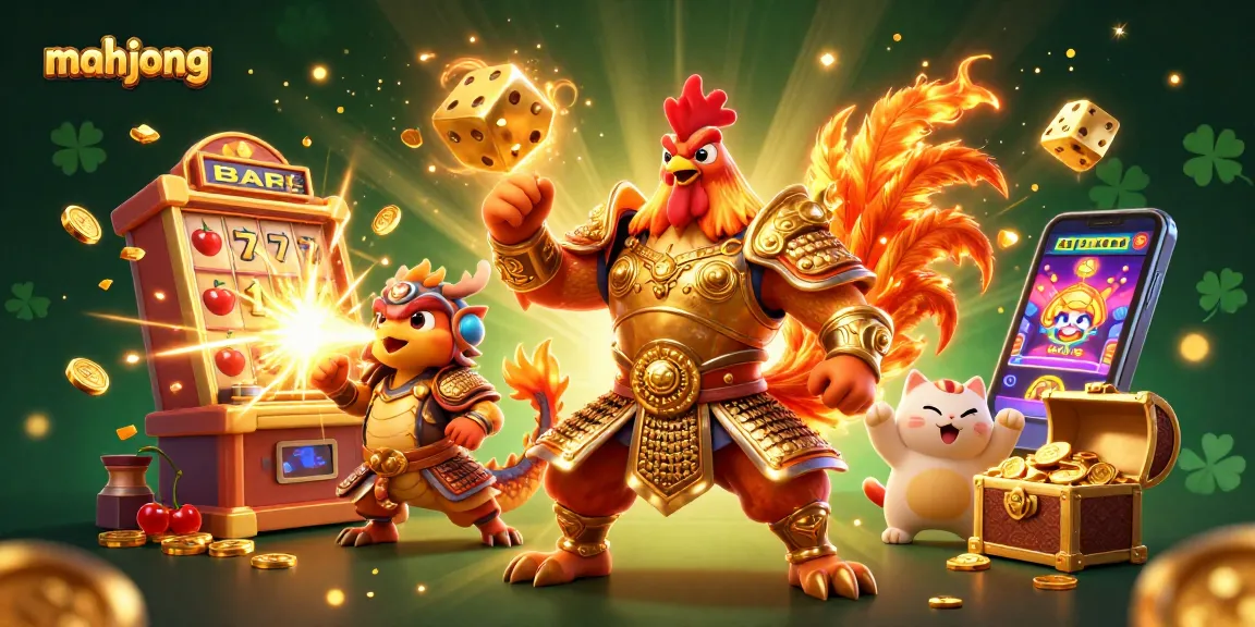 Engage in the vibrant world of mahjong with a thrilling 3D illustration showcasing action-packed casino elements.