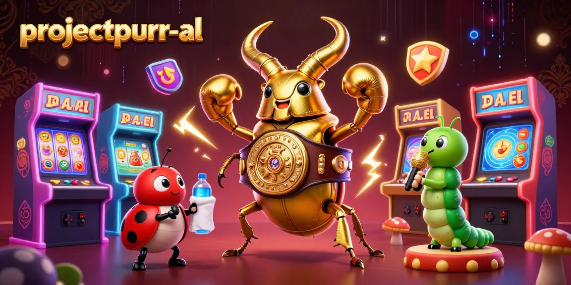 Catch the excitement at projectpurr-al featuring giant stag beetle and ladybug in a fun casino environment.
