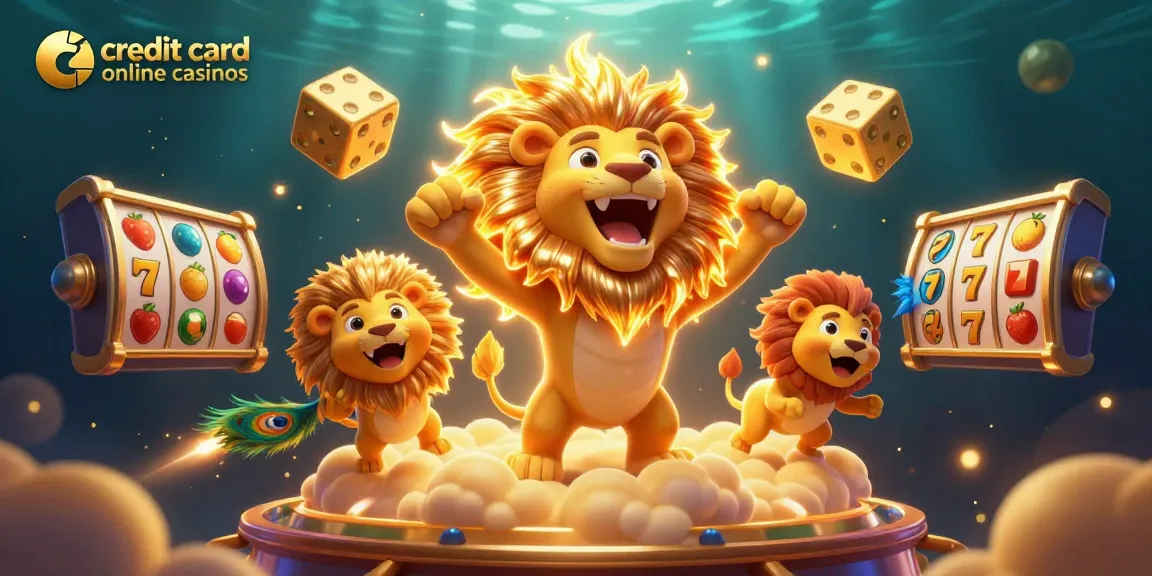Win big at credit card online casinos with thrilling slot reels and vibrant game elements dancing around!