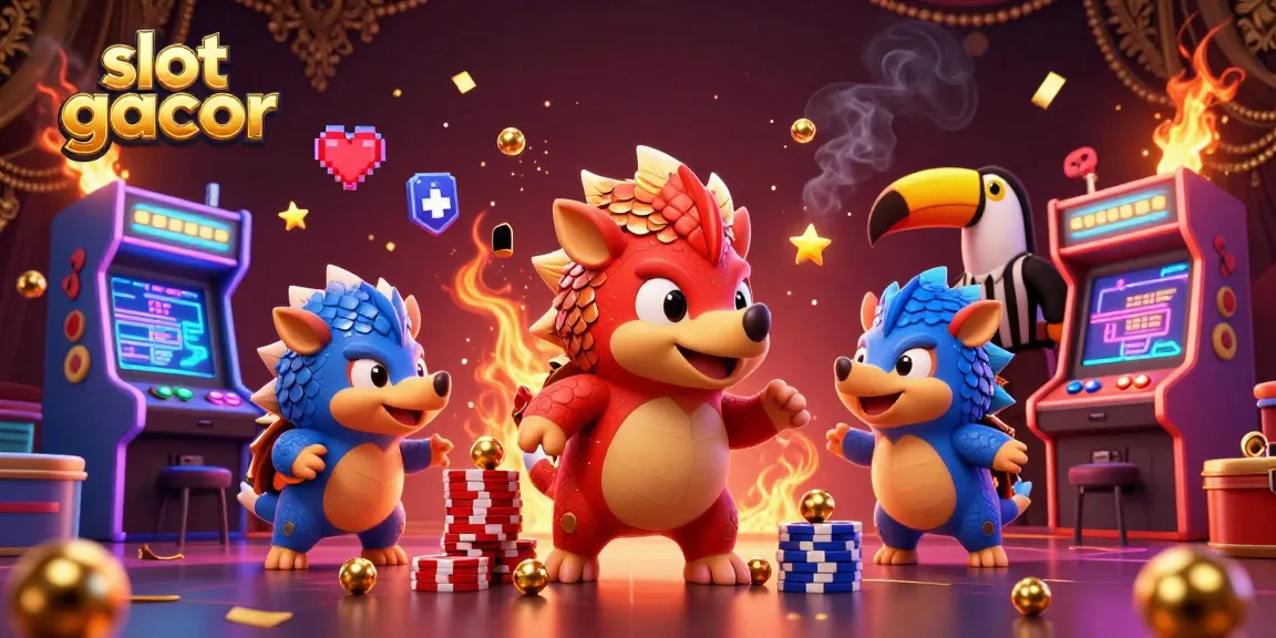 Engaging scene of rival pangolins competing in a casino game, emphasizing slot gacor excitement and vibrant energy.