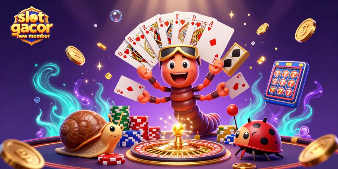 Experience the excitement of slot gacor new member with a vibrant casino scene featuring fun characters and game elements.