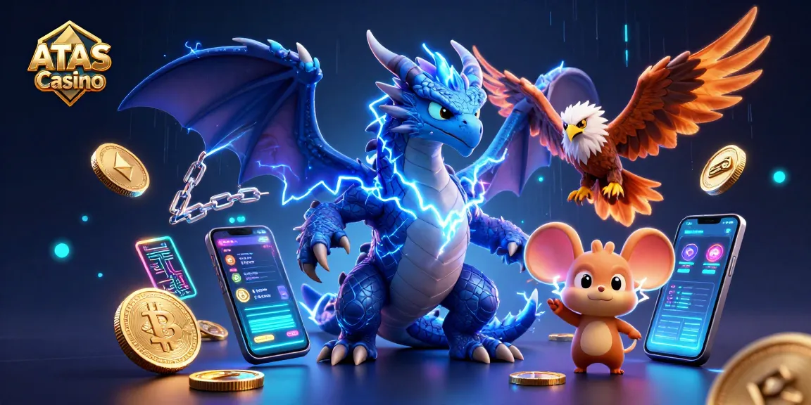 Engage with ATAS Casino through this dynamic 3D illustration showcasing stellar gaming elements and characters.