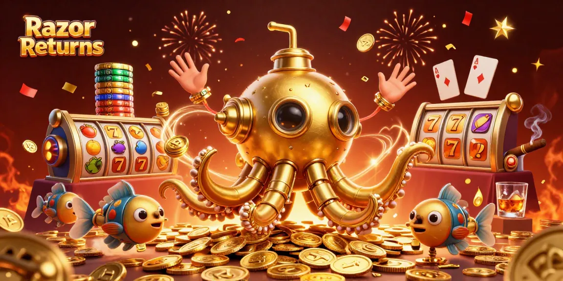 Spin the reels of Razor Returns as a golden kraken submarine surfaces through riches!