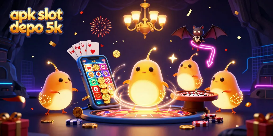 Engage with apk slot depo 5k illustrated by glowworms and a bat dealer in a vibrant cave casino.