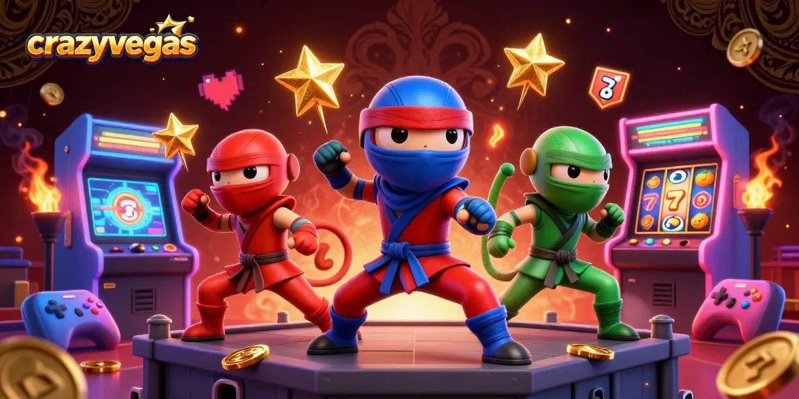 Experience thrilling gambling action at crazyvegas with vibrant ninja chameleons and casino elements.